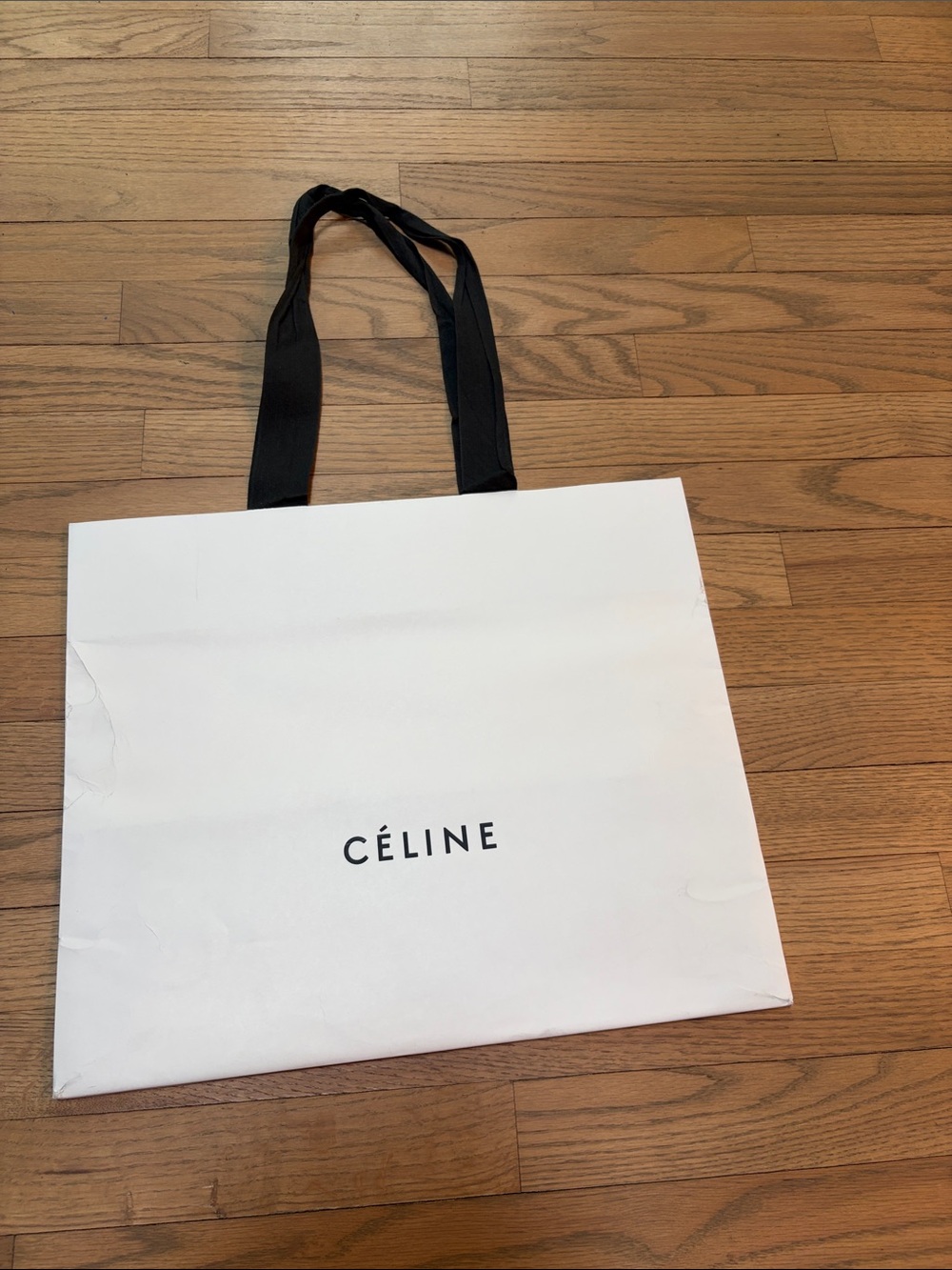 Celine White Shopper Bag with Black Handles